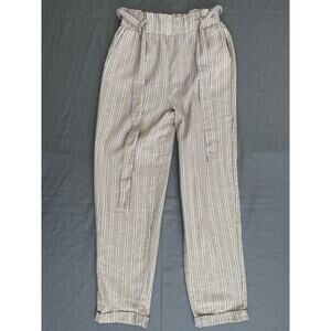 Forever 21 Women’s Tan/Brown Pinstripe Drawstring Wide-leg pants- S